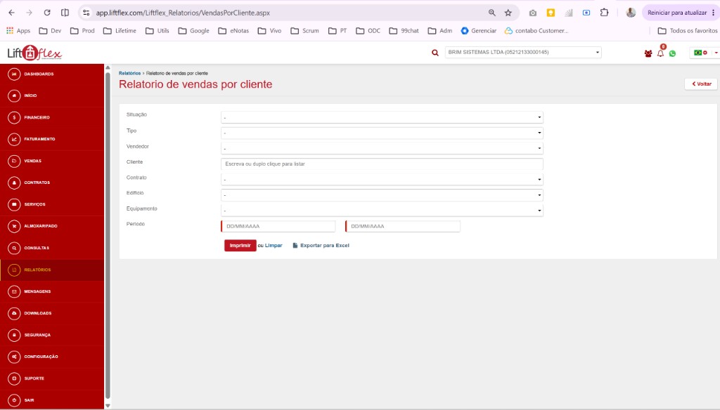Relatório de movimentação de vendas e estoque